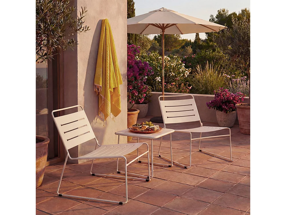 Solena - Salon de jardin 2 personnes en métal - Beige