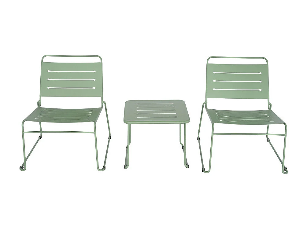 Solena - Salon de jardin 2 personnes en métal - Vert