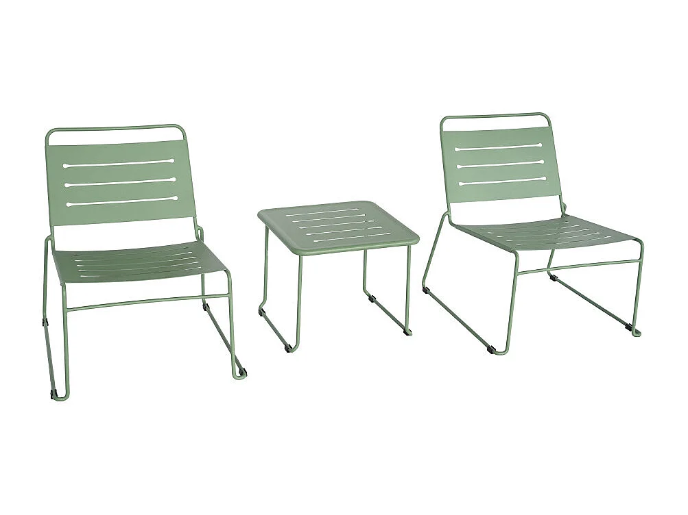 Solena - Salon de jardin 2 personnes en métal - Vert