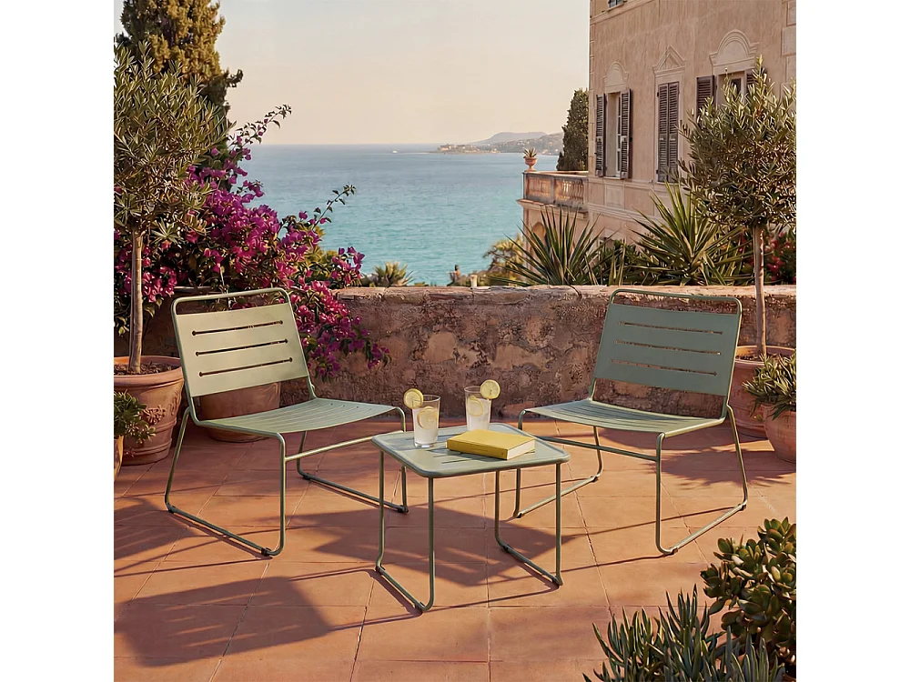 Solena - Salon de jardin 2 personnes en métal - Vert