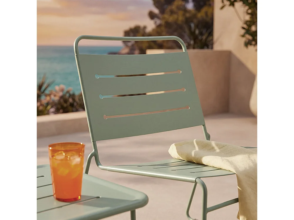 Solena - Salon de jardin 2 personnes en métal - Vert