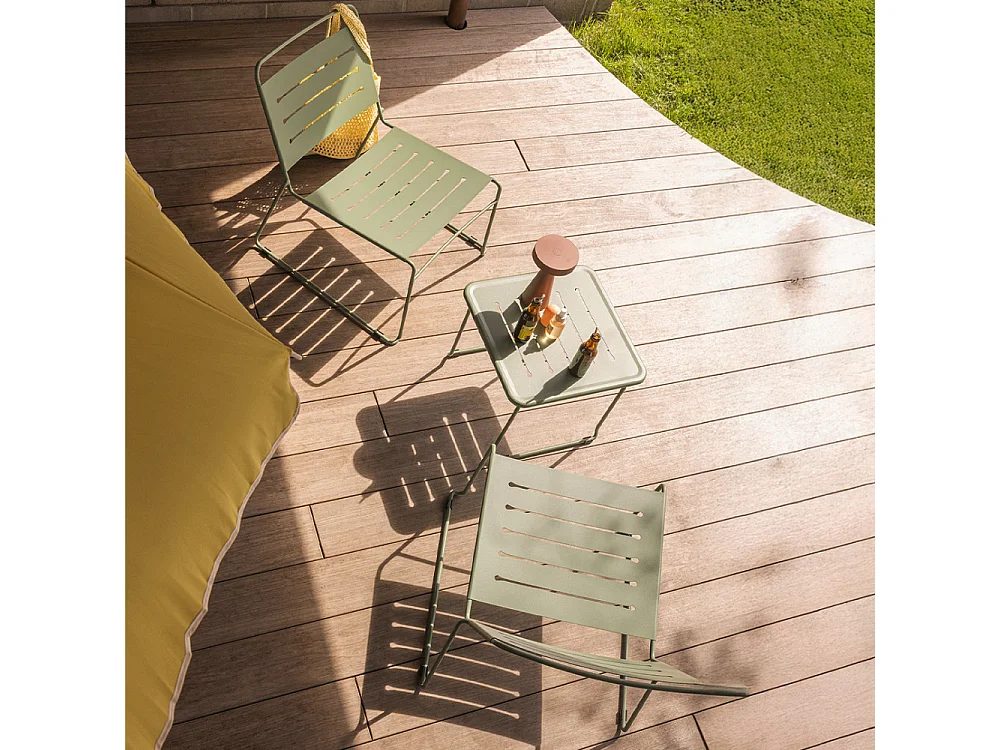 Solena - Salon de jardin 2 personnes en métal - Vert