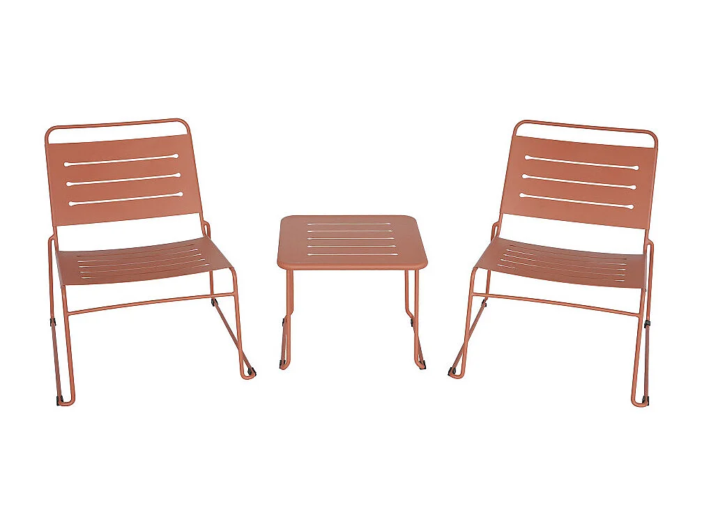 Solena - Salon de jardin 2 personnes en métal - Terracotta