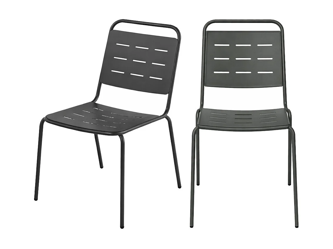 Aria - Lot de 4 chaises de jardin en métal - Gris foncé