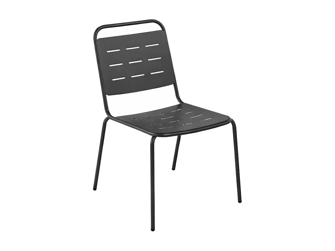 Aria - Lot de 4 chaises de jardin en métal - Gris foncé