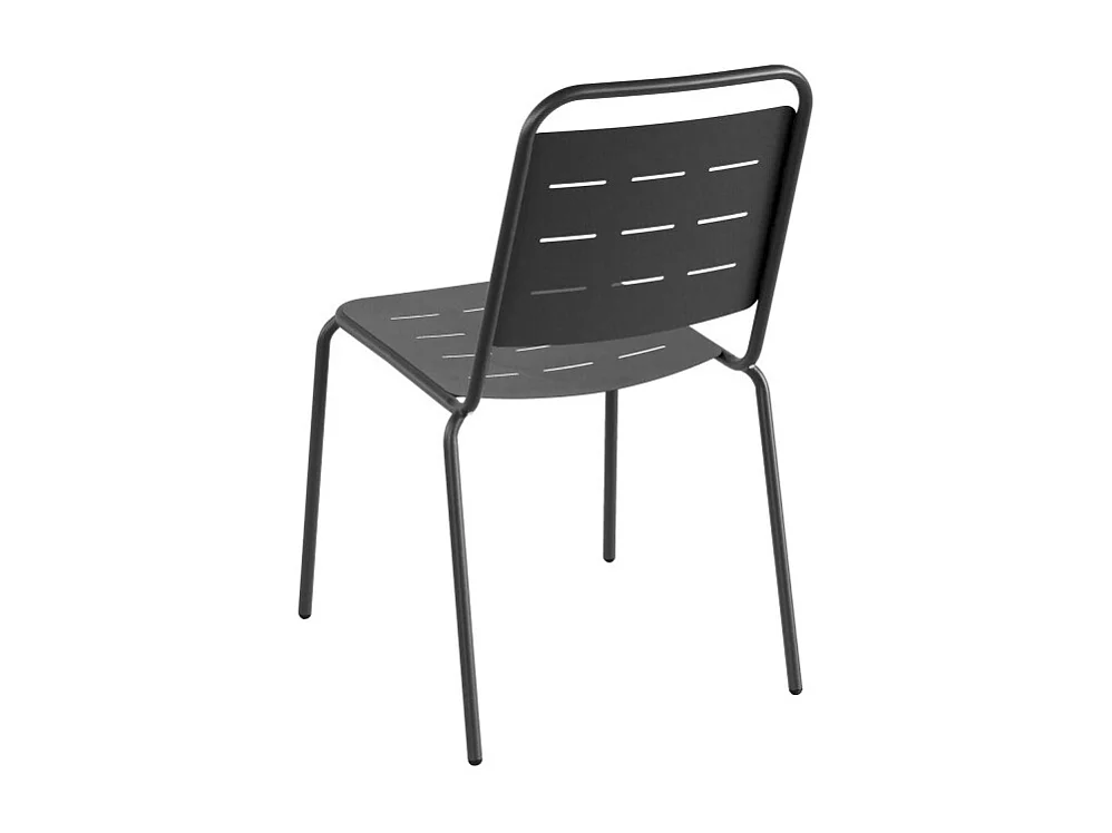 Aria - Lot de 4 chaises de jardin en métal - Gris foncé