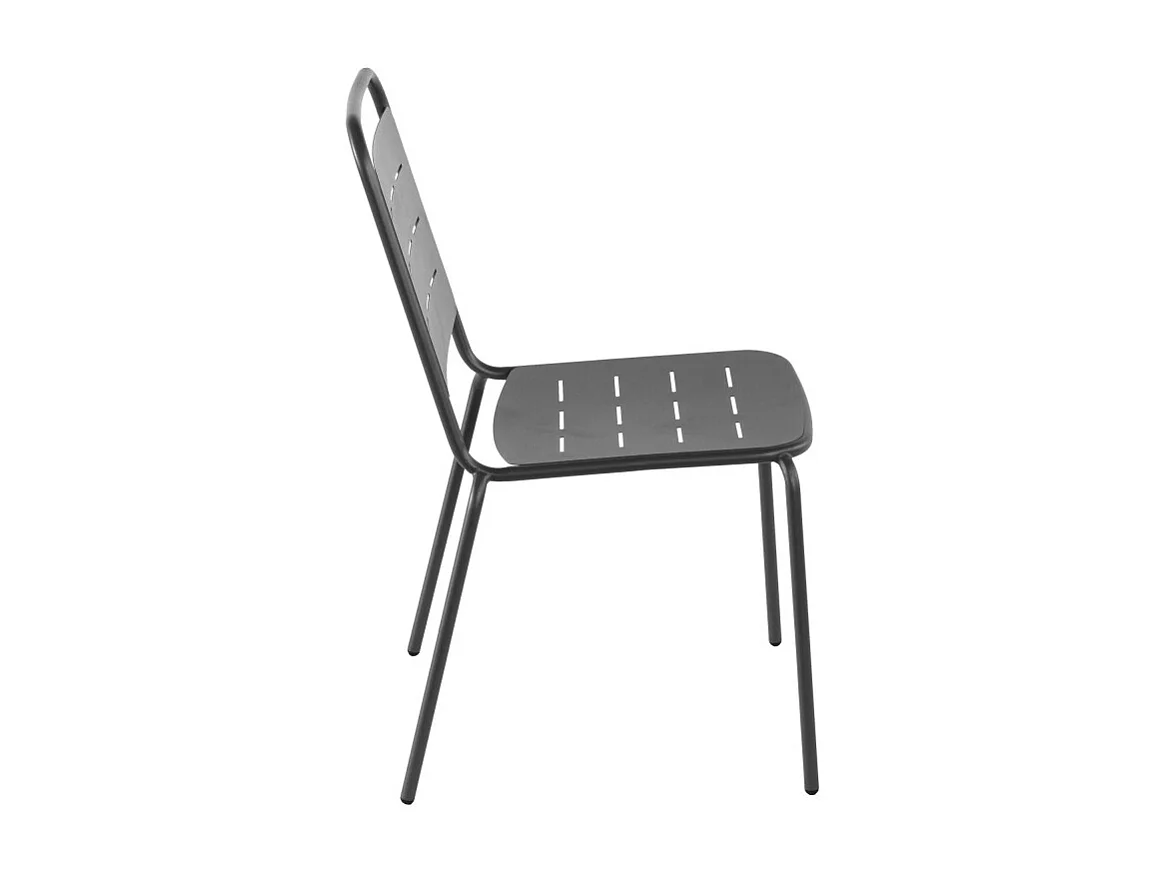 Aria - Lot de 4 chaises de jardin en métal - Gris foncé