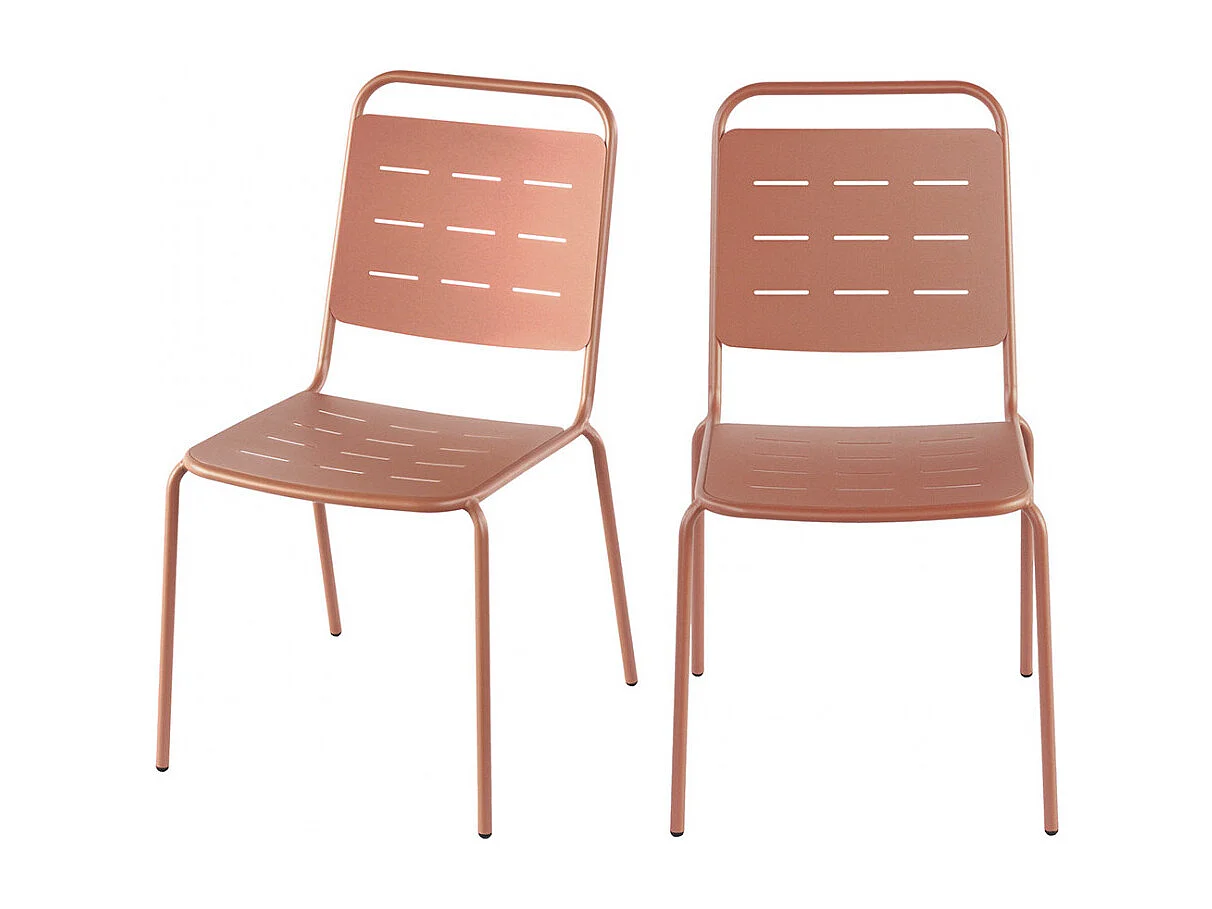 Aria - Lot de 4 chaises de jardin en métal - Terracotta