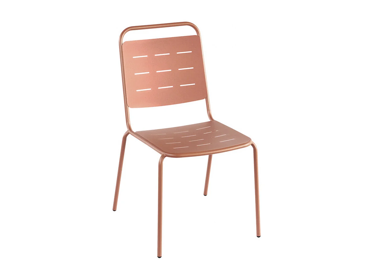 Aria - Lot de 4 chaises de jardin en métal - Terracotta