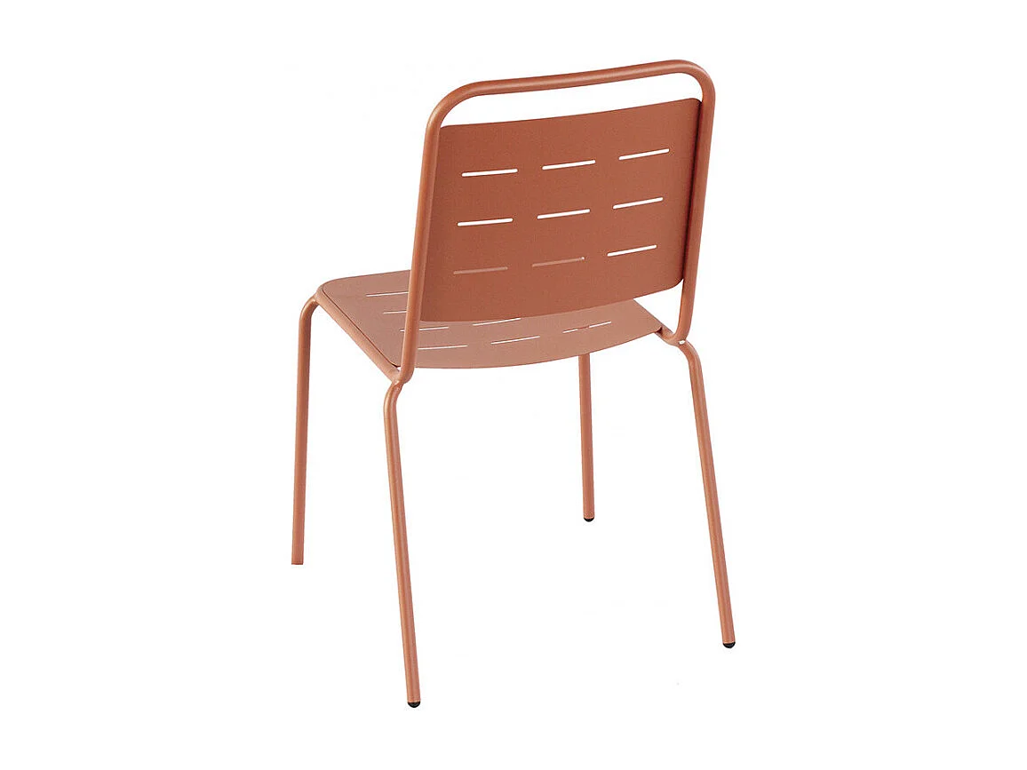 Aria - Lot de 4 chaises de jardin en métal - Terracotta