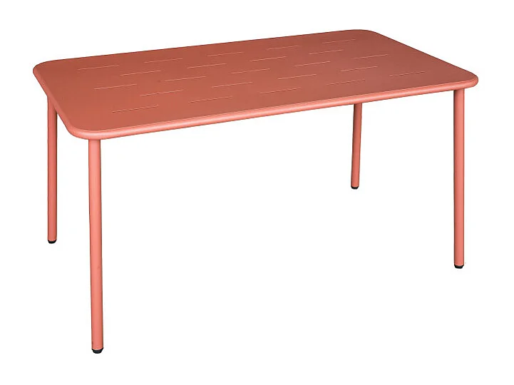 Zyra - Table à manger de jardin 4 personnes en métal - Terracotta