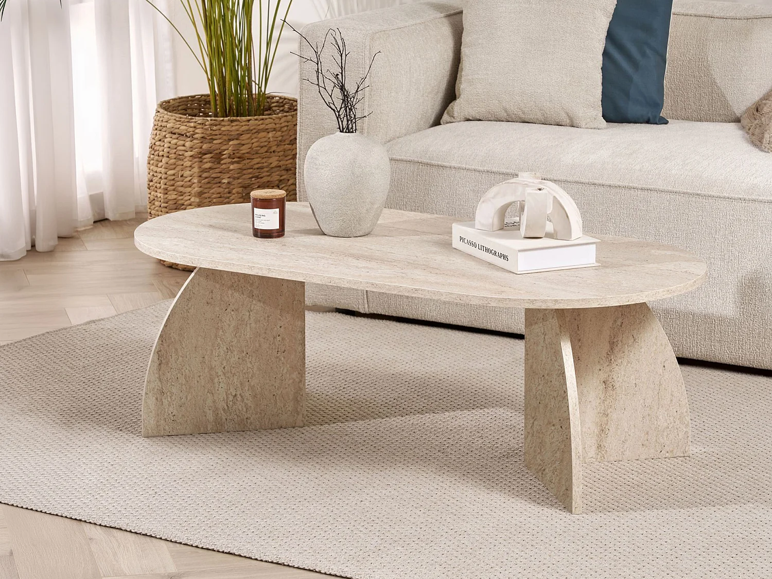 Table basse - Effet travertin beige - JORELA