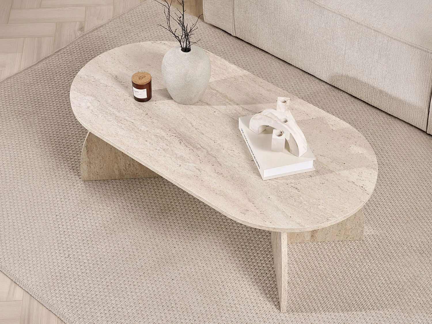 Table basse - Effet travertin beige - JORELA
