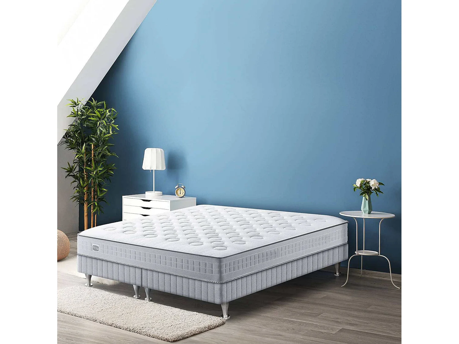 Ens INITIAL 160x200 matelas H23 ressort ensachés, ferme, 2 sommiers