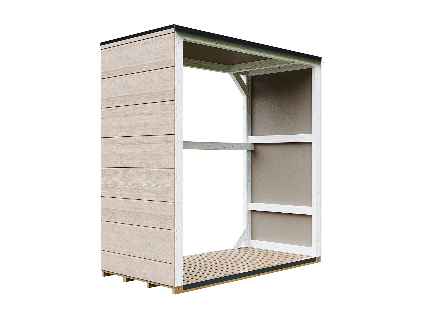 Abri à bûches extérieur - 1,14 m²  75 x 153 x H159 cm - M980-1-TERRA BROWN