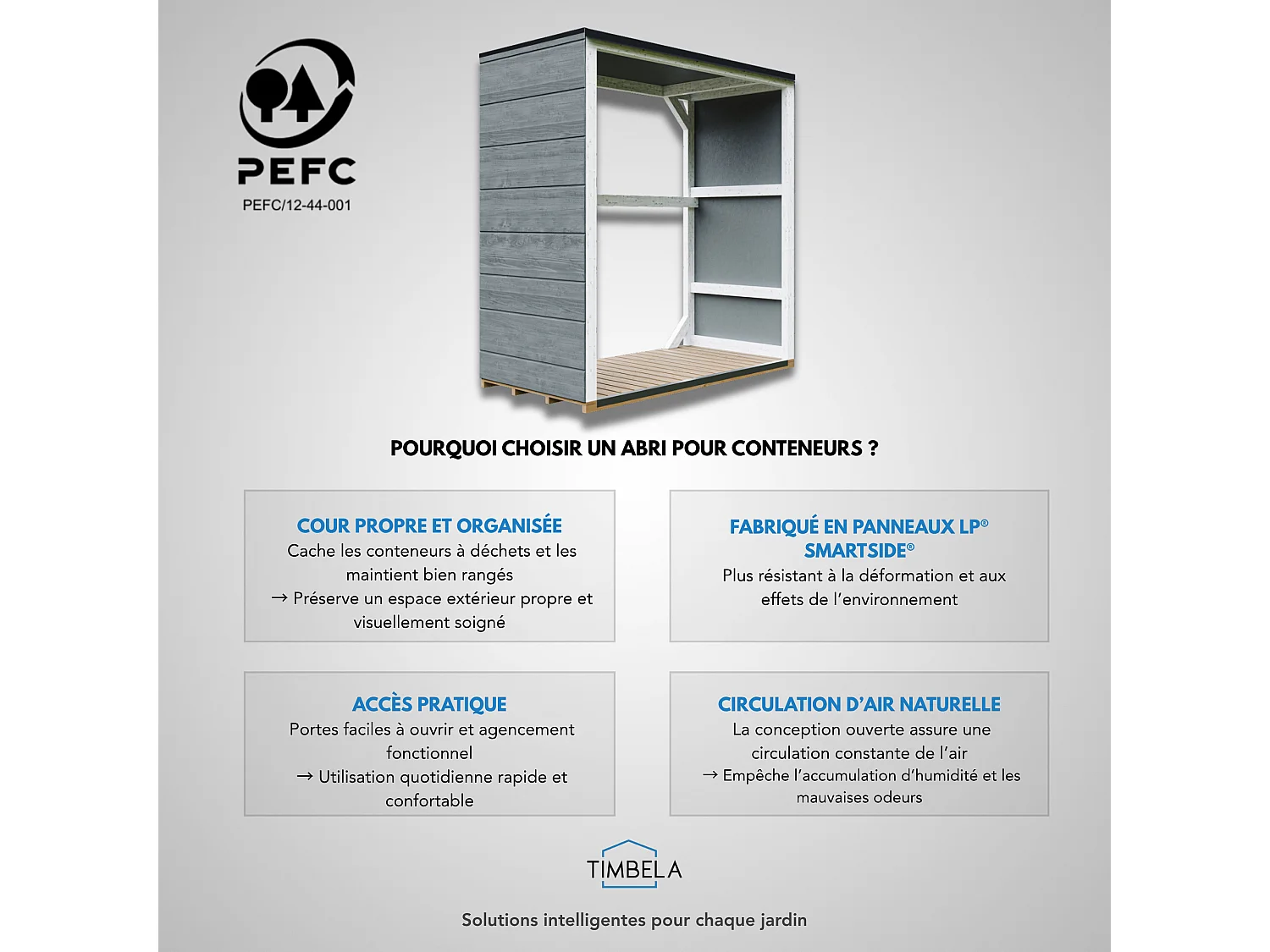 Abri à bûches extérieur - 1,14 m²  75 x 153 x H159 cm - M980-1-TERRA BROWN