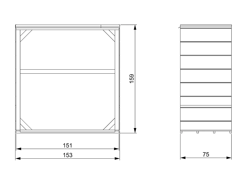 Abri à bûches extérieur - 1,14 m²  75 x 153 x H159 cm - M980-1-TUNDRA GREY