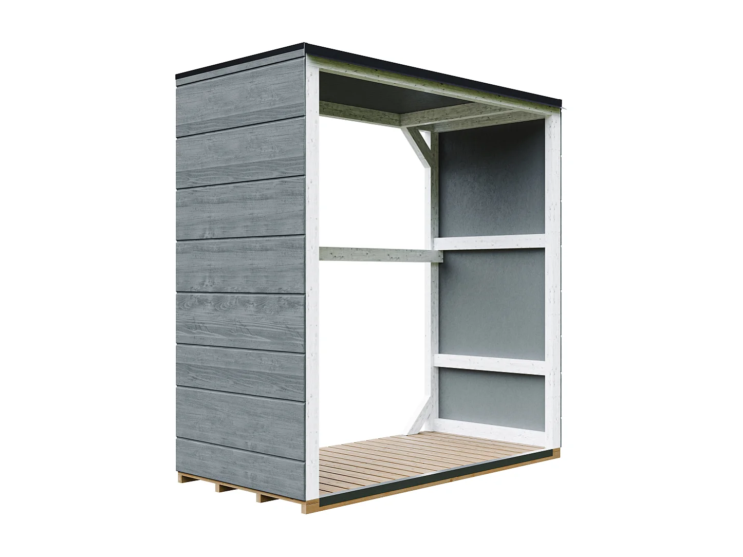 Abri à bûches extérieur 1,14 m² - 75 x 153 x H159 cm - M980-1-CAVERN STEEL