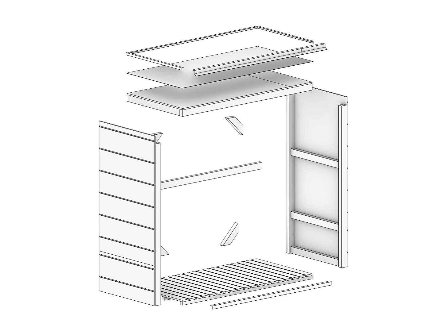 Abri à bûches extérieur 1,14 m² - 75 x 153 x H159 cm - M980-1-CAVERN STEEL