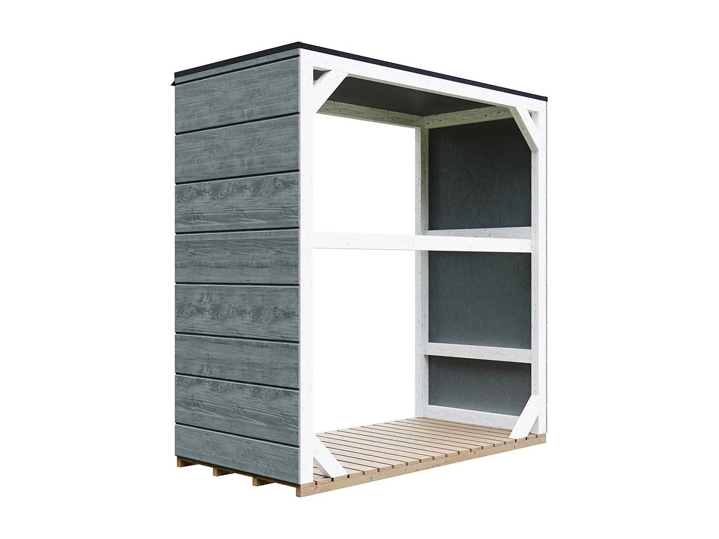 Abri à bûches extérieur 1,14 m² - 75 x 153 x H159 cm - M980-1-CAVERN STEEL