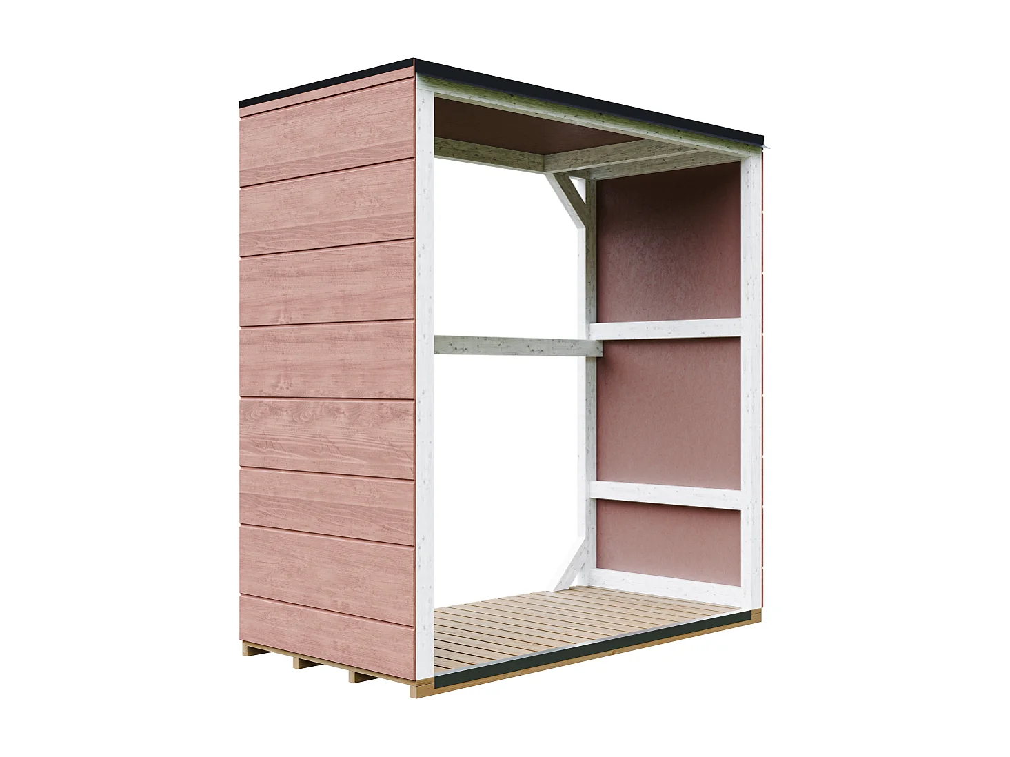 Abri à bûches extérieur - 1,14 m²  75 x 153 x H159 cm - M980-1-REDWOOD RED