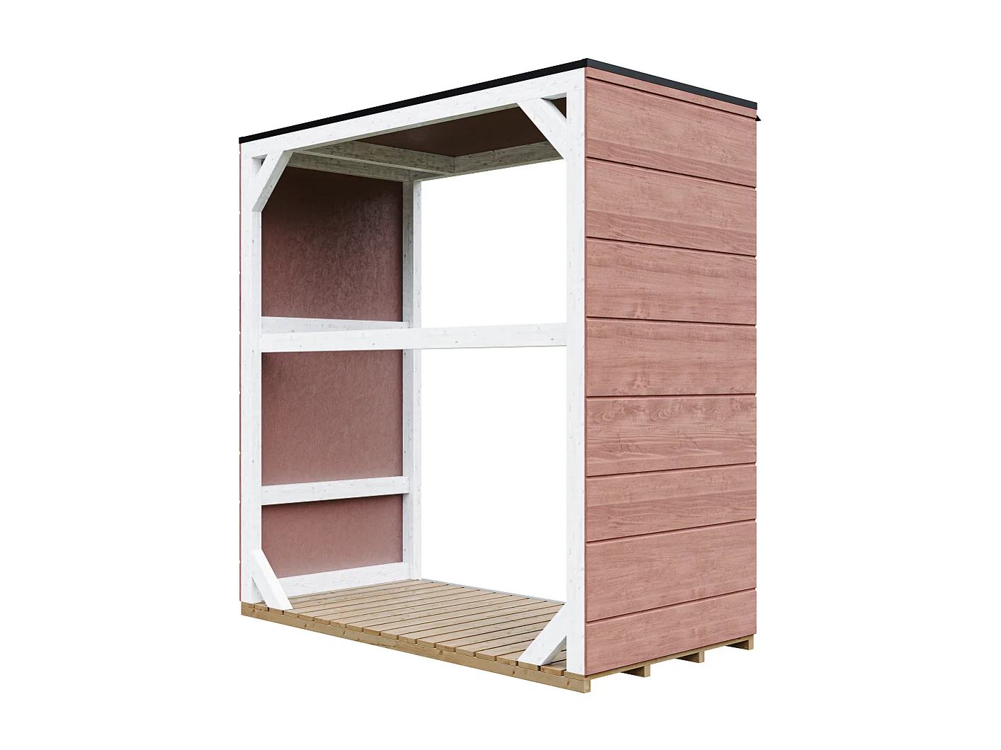 Abri à bûches extérieur - 1,14 m²  75 x 153 x H159 cm - M980-1-REDWOOD RED