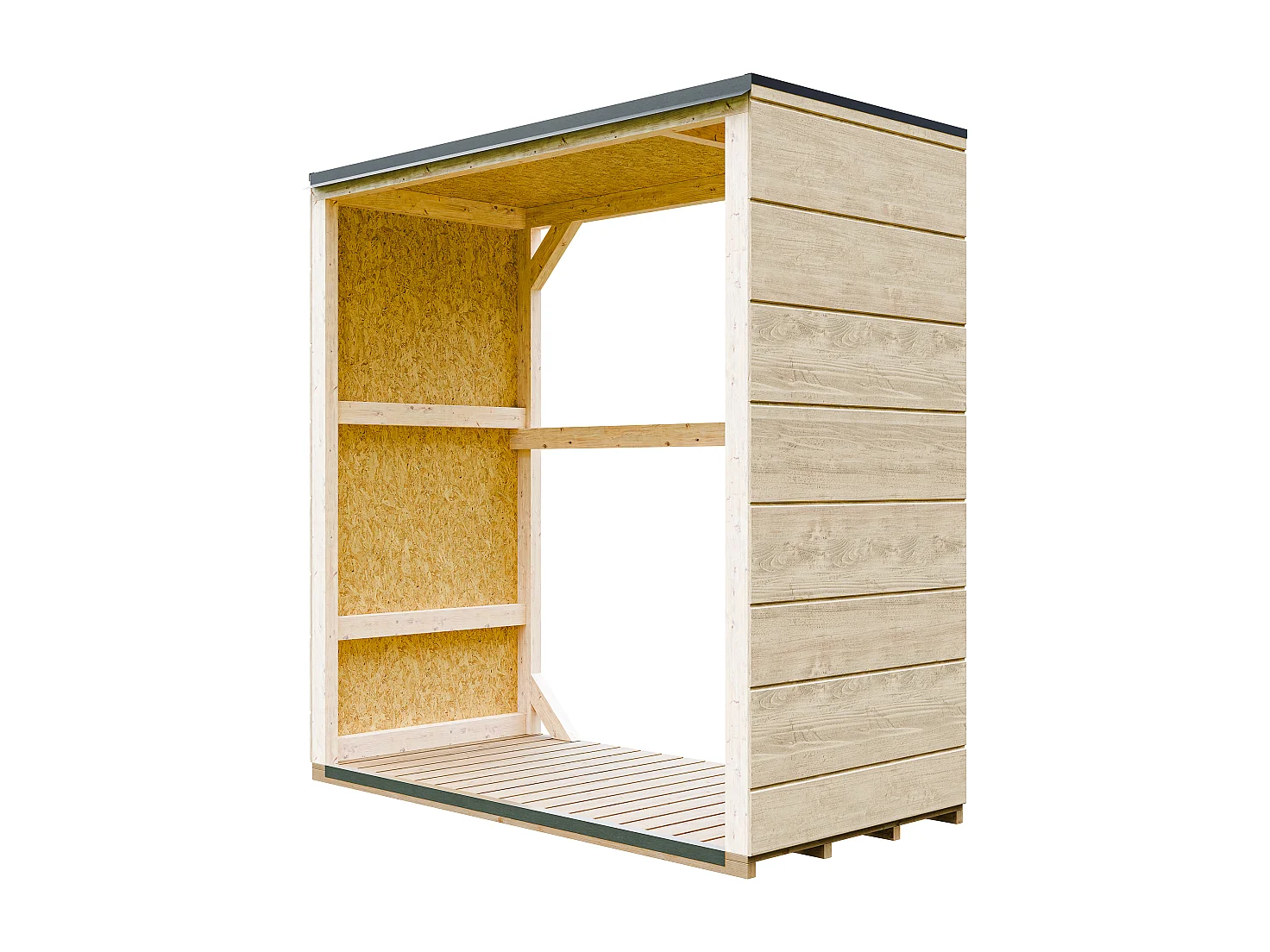 Abri à bûches extérieur - 1,14 m²  75 x 153 x H159 cm - M980-1