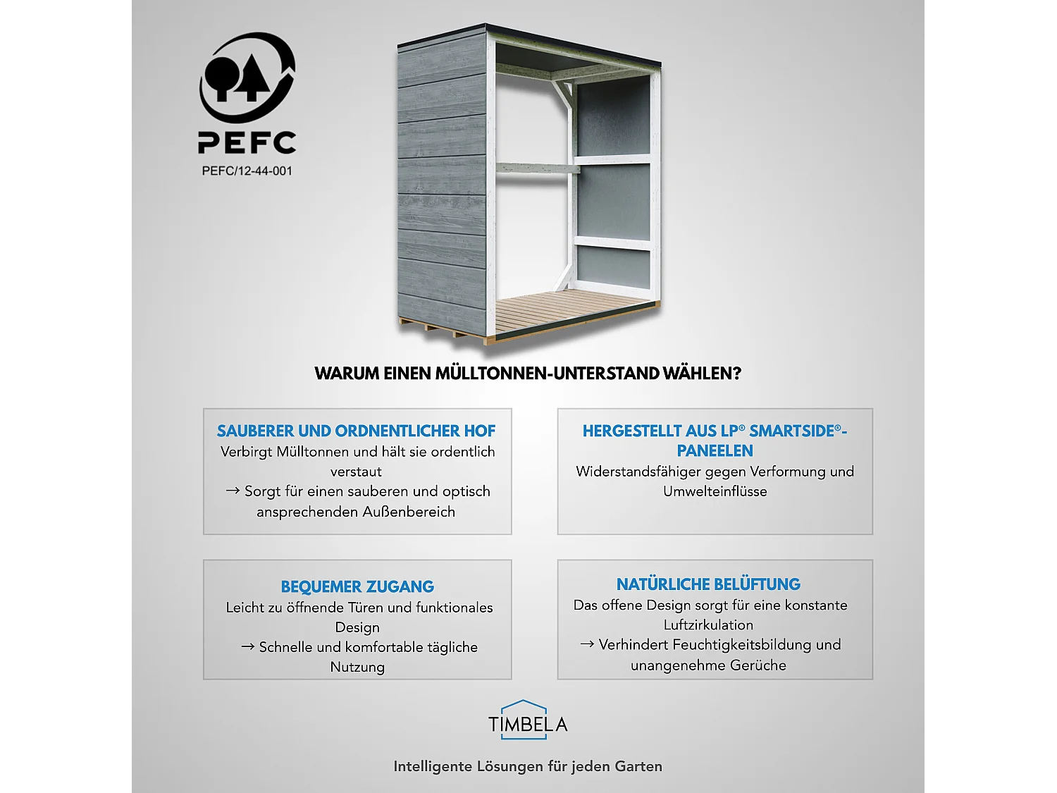 Abri à bûches extérieur - 1,14 m²  75 x 153 x H159 cm - M980-1