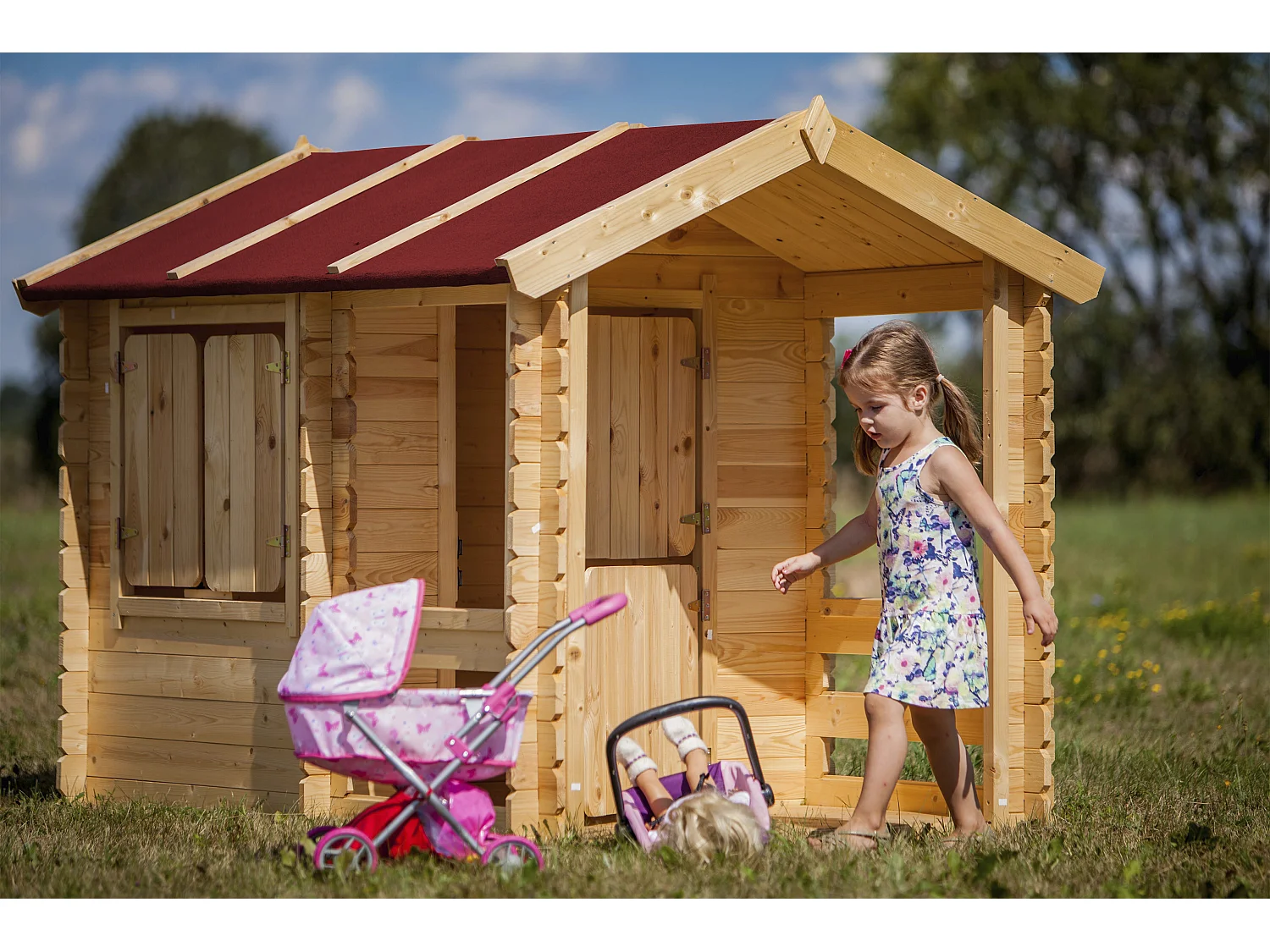 Kinderspielhaus aus holz - B146xL181xH145 cm / 1.1m² - M501