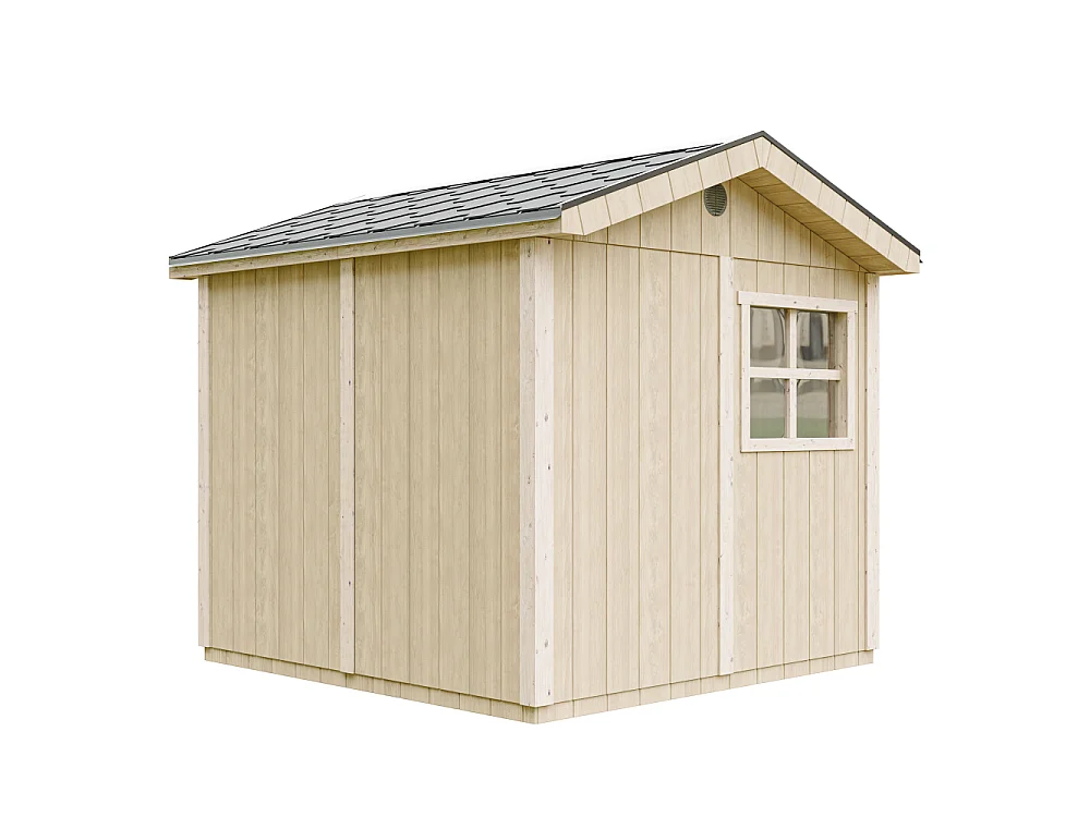 Abri de jardin qualité premium - 5,9 m² H252x250x294 cm - avec un sol et des bardeaux bitumineux - M913A