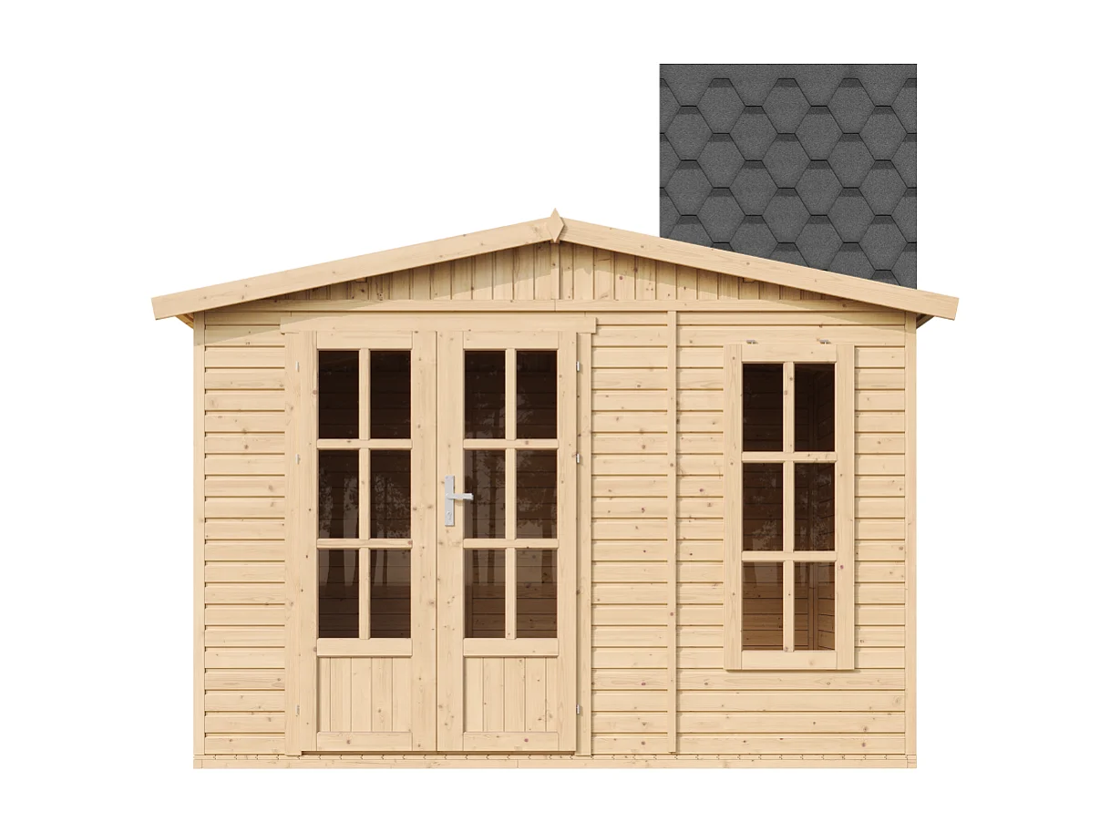 Gartenhaus Holz - 6 m² / H232x332x222 cm - Gerätehaus holz garten-studio - M334FB+H334FBBLACK