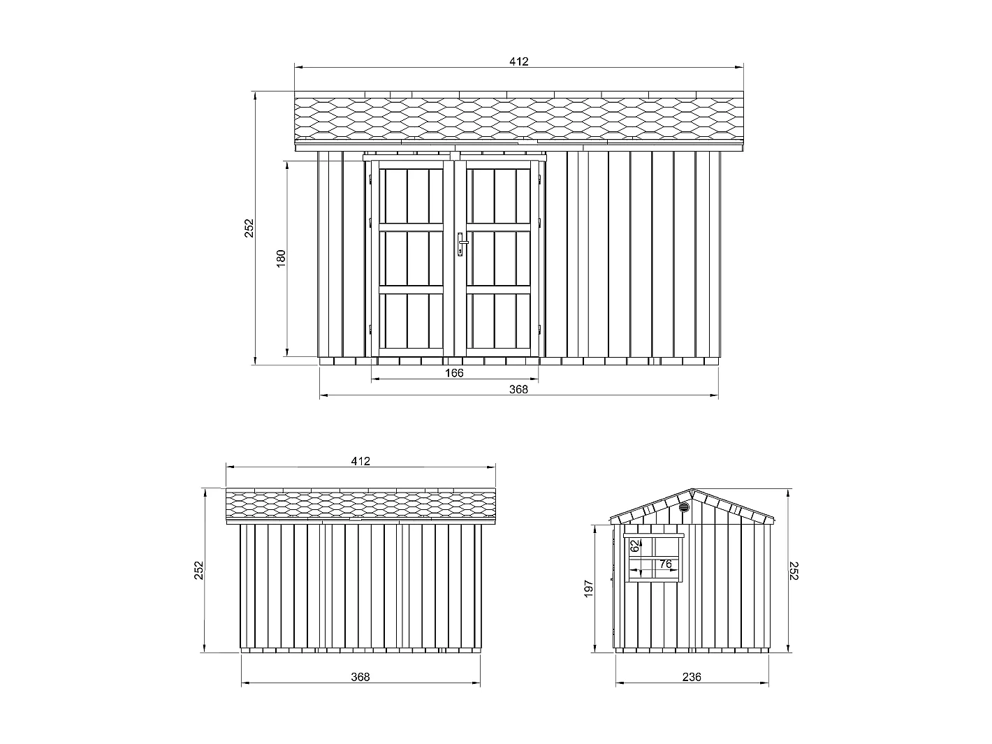 Casetta da giardino di qualità premium con pavimento e tegole bituminose - 8.68 m² / H252x250x412 cm - M914A-TERRA BROWN
