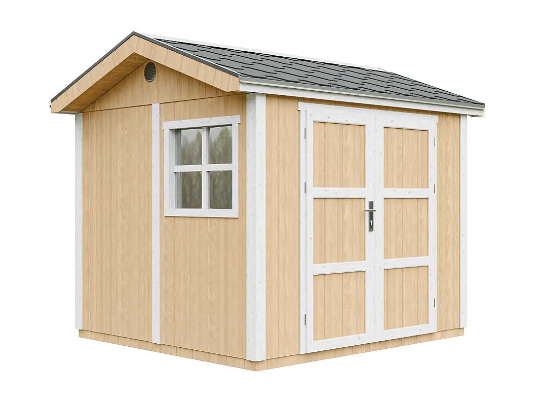 Casetta da giardino di qualità premium con pavimento e tegole bituminose - 5.9 m² / H252x250x294 cm - M913A-HARVEST HONEY