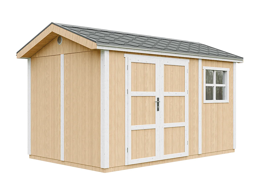 Casetta da giardino di qualità premium con pavimento e tegole bituminose - 8.68 m² / H252x250x412 cm - M914A-HARVEST HONEY