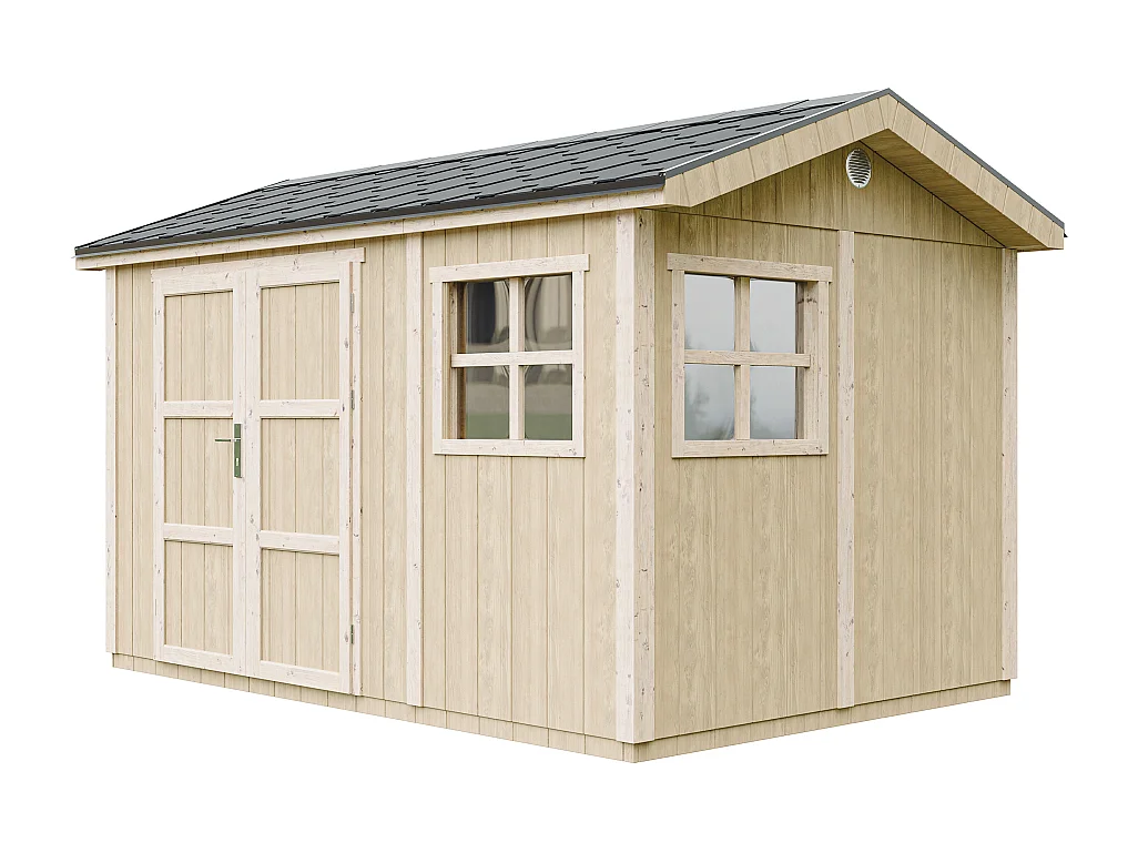 Casetta da giardino di qualità premium con pavimento e tegole bituminose - 8.68 m² / H252x250x412 cm - M914A-HARVEST HONEY