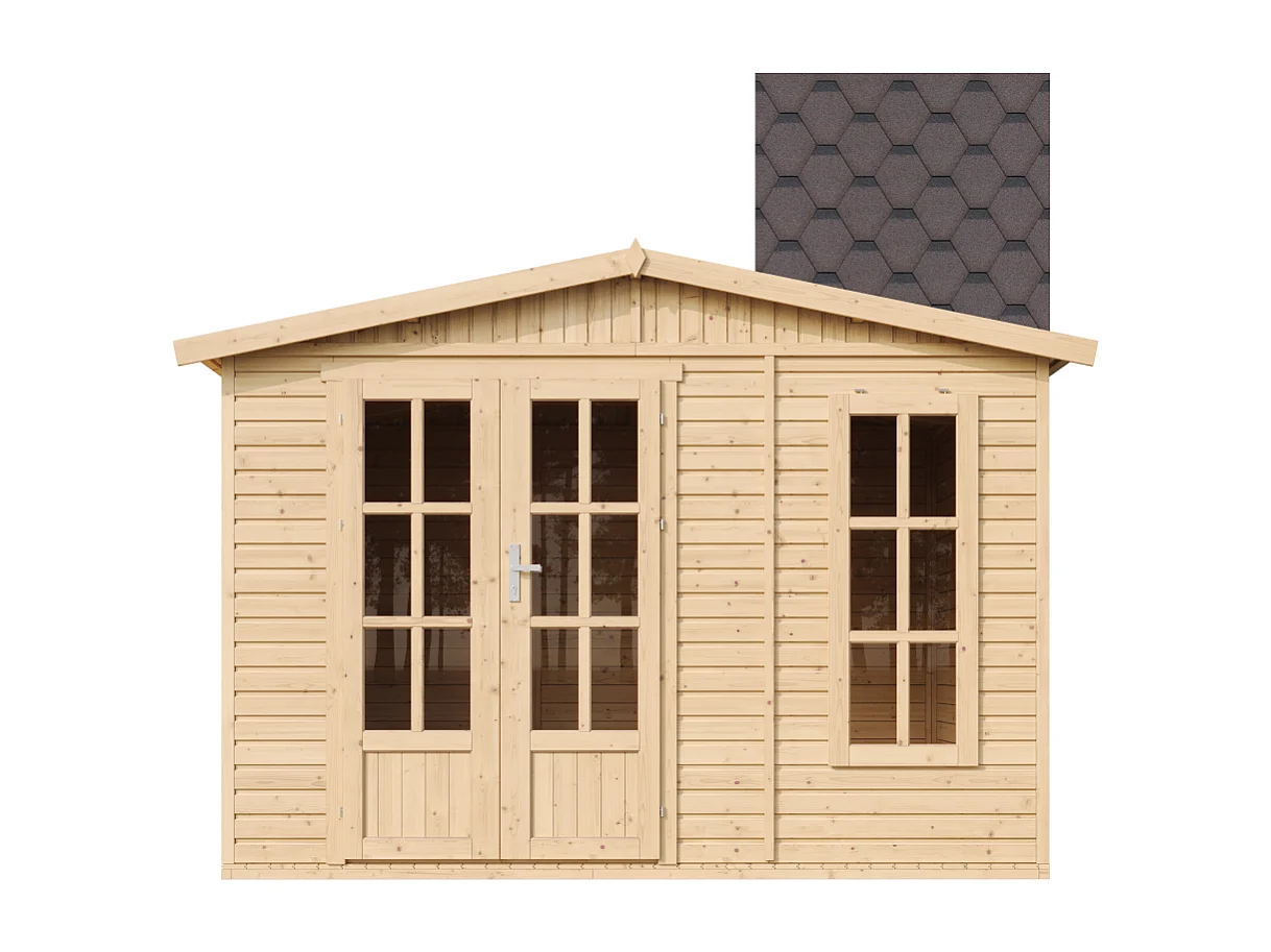 Gartenhaus Holz - 6 m² / H232x332x222 cm - Gerätehaus holz garten-studio - M334FB+H334FBBROWN