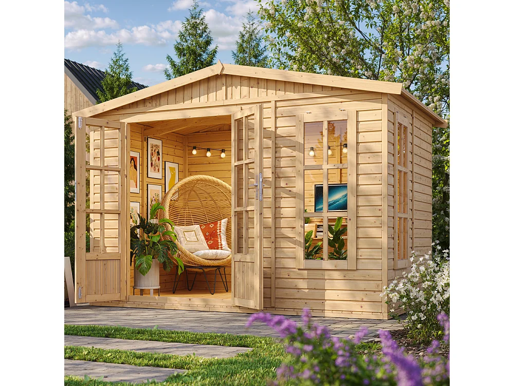 Gartenhaus Holz - 6 m² / H232x332x222 cm - Gerätehaus holz garten-studio - M334FB+H334FBBROWN