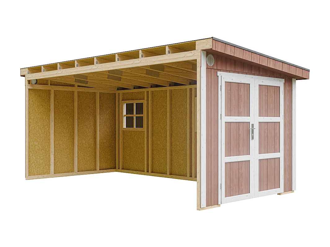 Tuinhuis premium kwaliteit zonder vloer en zijwand - 11.47 m² / H231x248x530 cm - M940B-REDWOOD RED