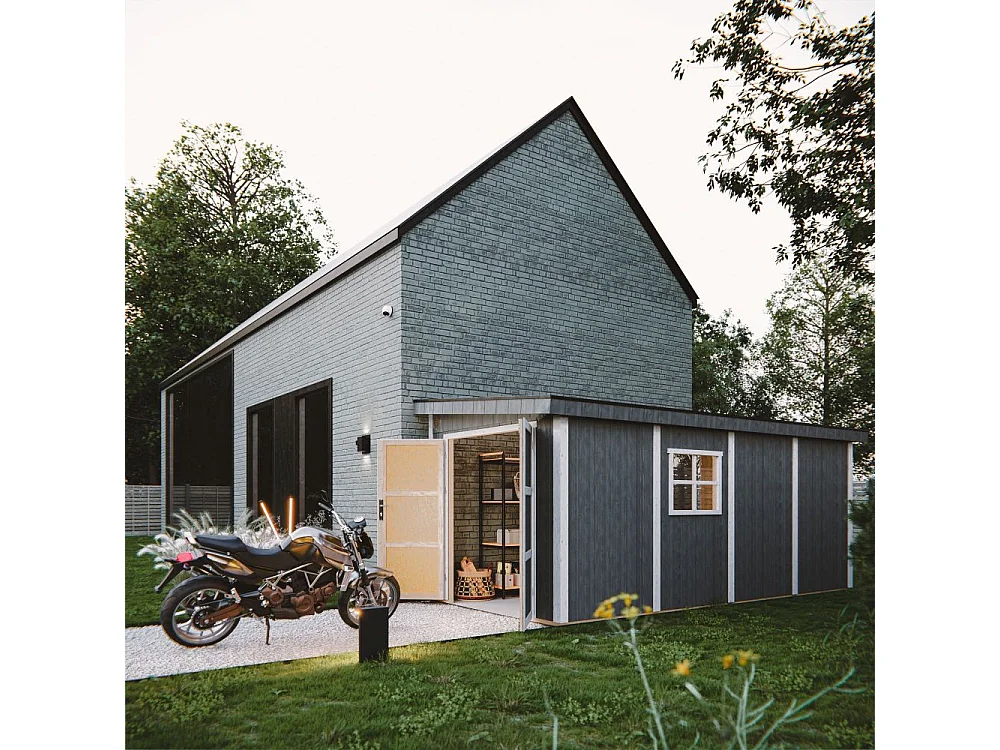 Abri de jardin qualité premium - 11,47 m²  H231x248x530 cm - sans plancher e paroi latérale - M940B-TERRA BROWN