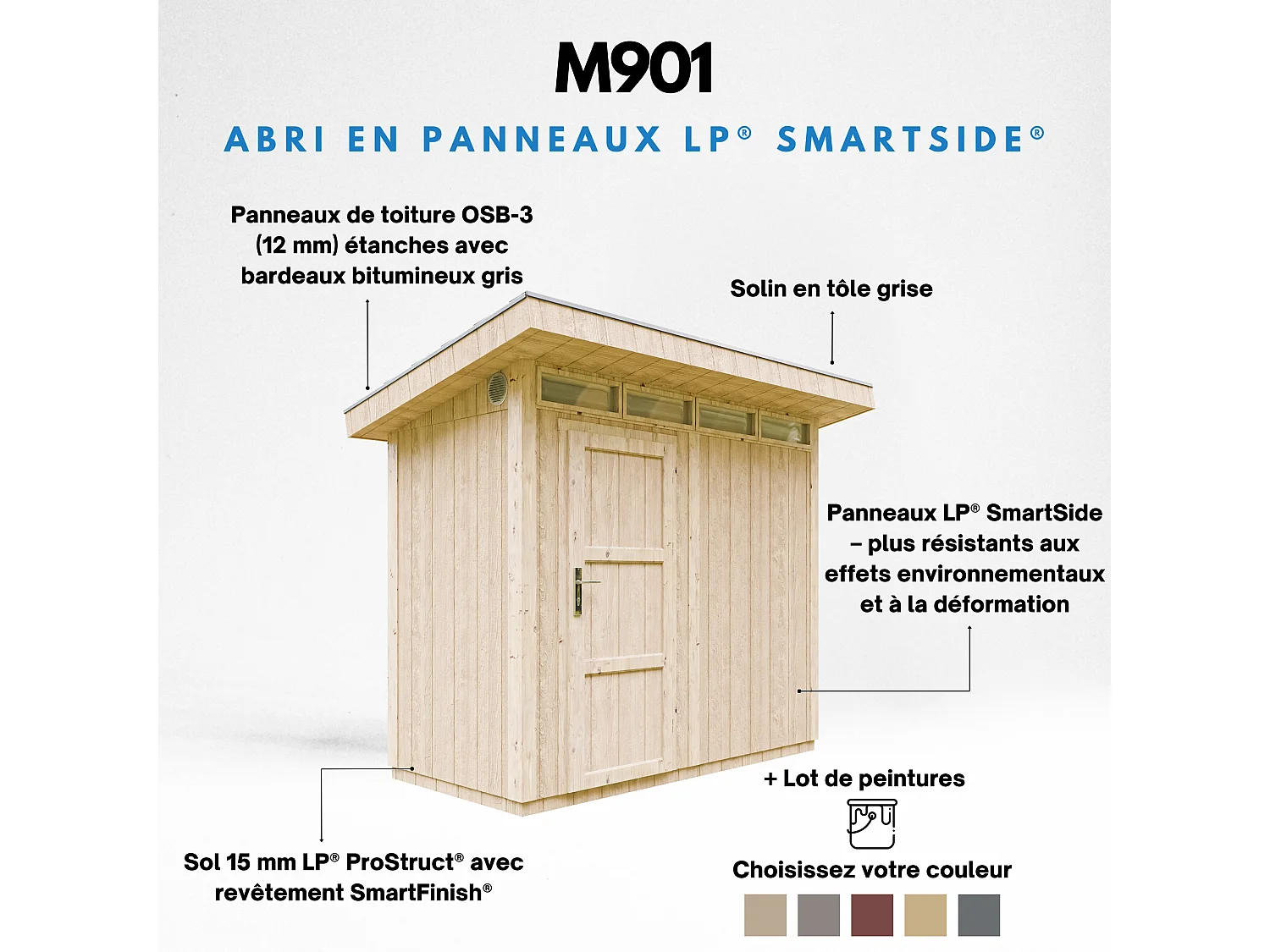 Gartenhaus premium qualität mit boden und bitumenfliesen - 3m² / B161xL293xH239 cm - M901