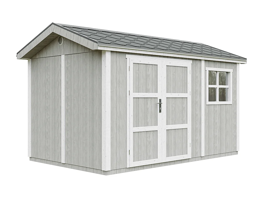 Casetta da giardino di qualità premium con pavimento e tegole bituminose - 8.68 m² / H252x250x412 cm - M914A-TUNDRA GREY