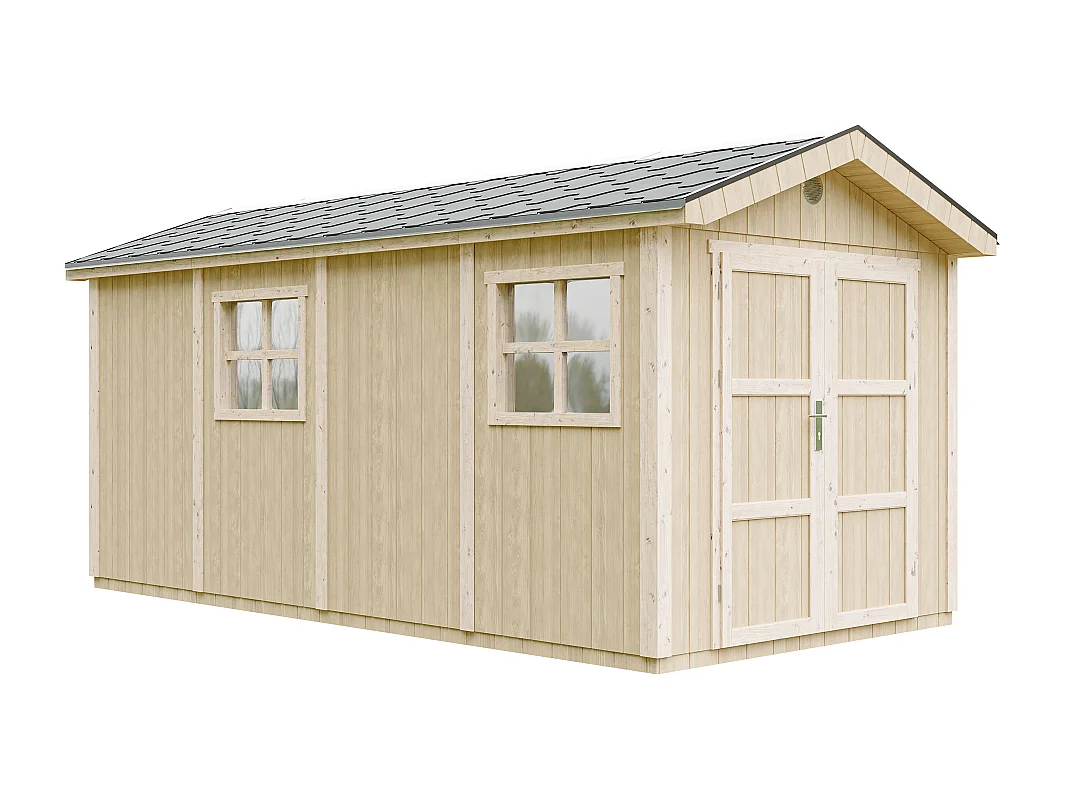 Tuinhuis premium kwaliteit met vloer en bitumineuze dakpannen - 8.52+2.95 m² / H252x250x530 cm - M915C