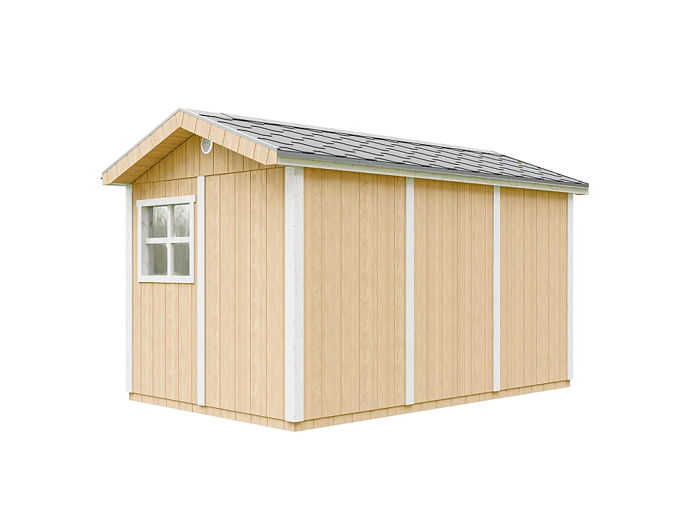 Abri de jardin qualité premium - 8,68 m² H252x250x412 cm - avec un sol et des bardeaux bitumineux - M914-HARVEST HONEY
