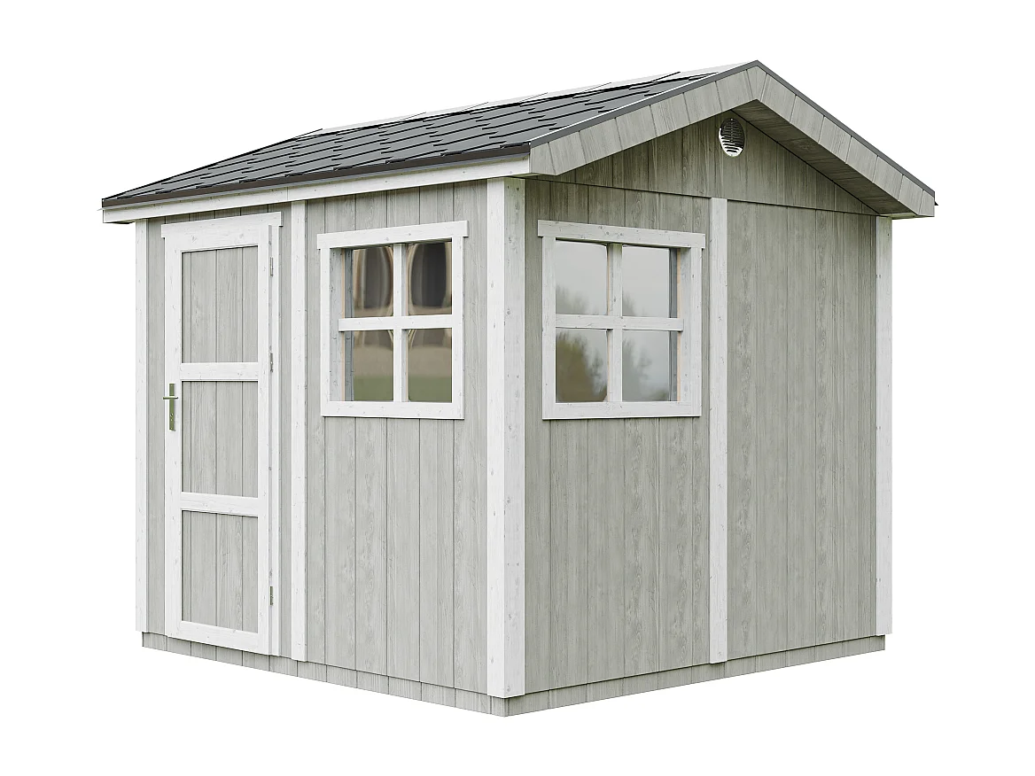 Gartenhaus premium qualität mit boden und bitumenfliesen - 5.9 m² / H252x250x294 cm - M913-TUNDRA GREY