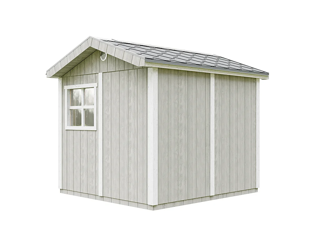 Abri de jardin qualité premium - 5,9 m² H252x250x294 cm - avec un sol et des bardeaux bitumineux - M913-TUNDRA GREY