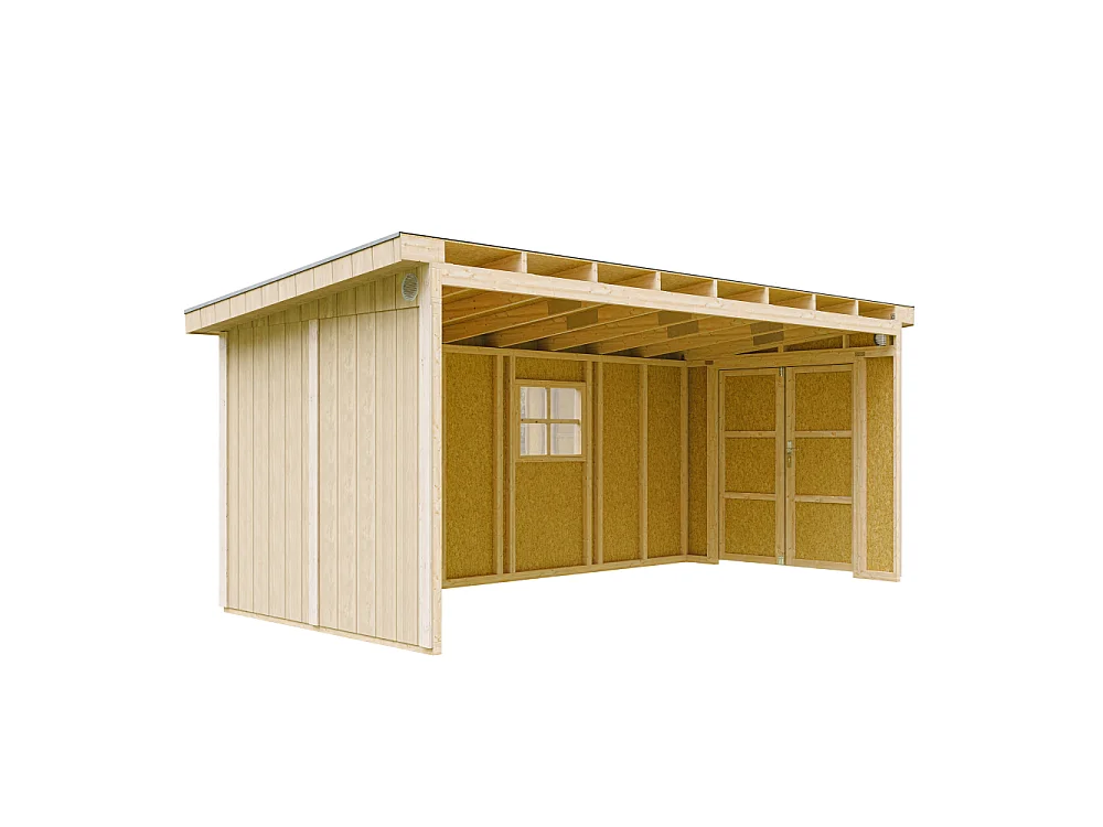 Abri de jardin qualité premium - 11,47 m²  H231x248x530 cm - sans plancher e paroi latérale - M940B