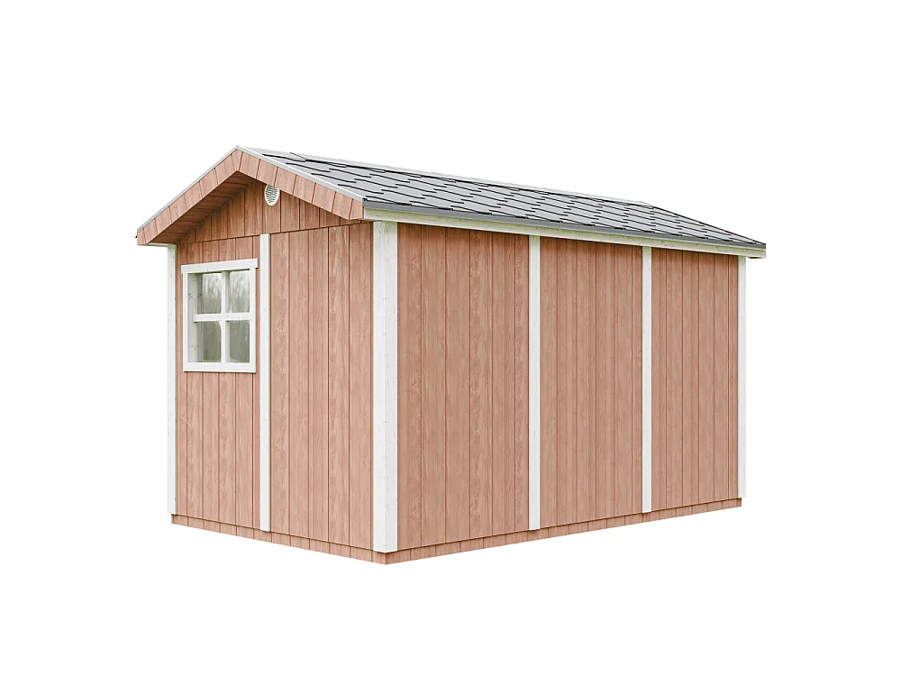 Abri de jardin qualité premium - 8,68 m² H252x250x412 cm - avec un sol et des bardeaux bitumineux - M914-REDWOOD RED