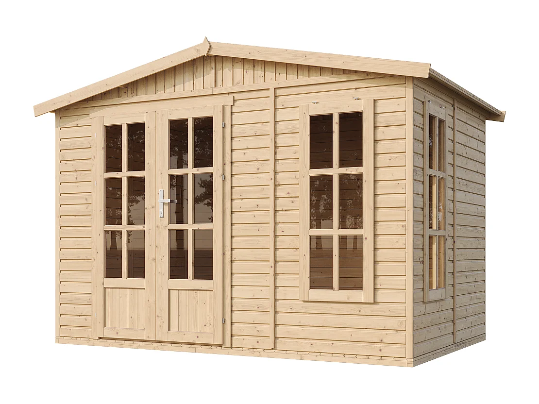 Gartenhaus Holz - 6 m² / H232x332x222 cm - Gerätehaus holz garten-studio - M334FB+H334FBGREEN