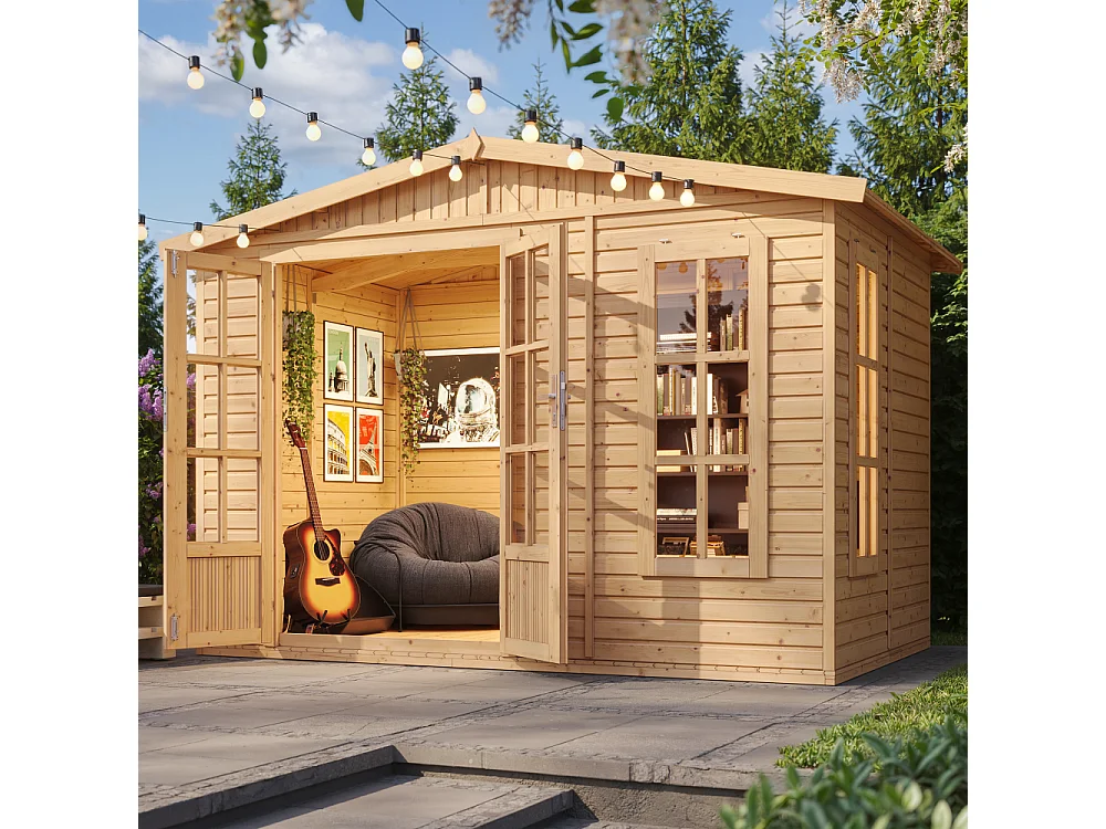 Gartenhaus Holz - 6 m² / H232x332x222 cm - Gerätehaus holz garten-studio - M334FB+H334FBGREEN