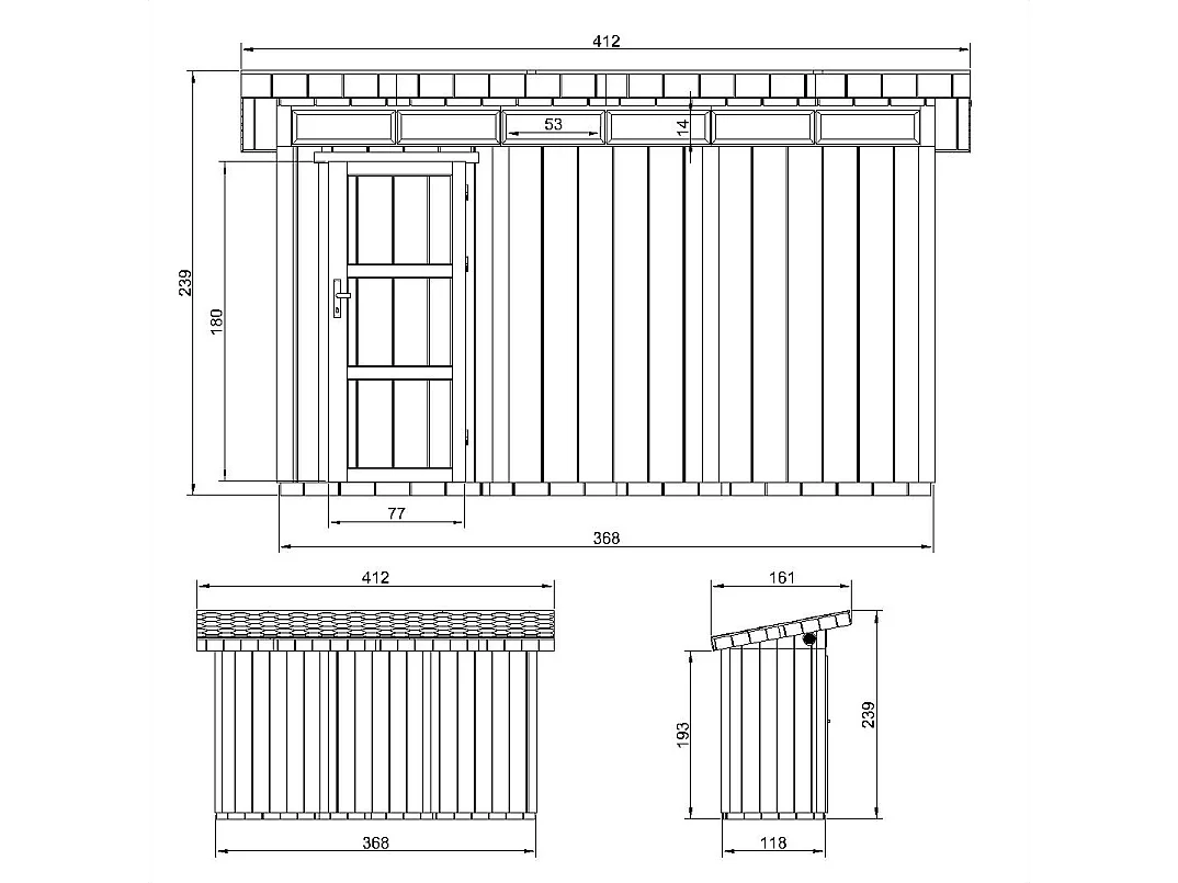 Casetta da giardino di qualità premium - 4.3m² / L161xW411 cm - M902